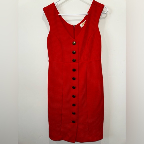 Anthropologie Maeve Red Textured Knee Length Dress size Small - Picture 2 of 7